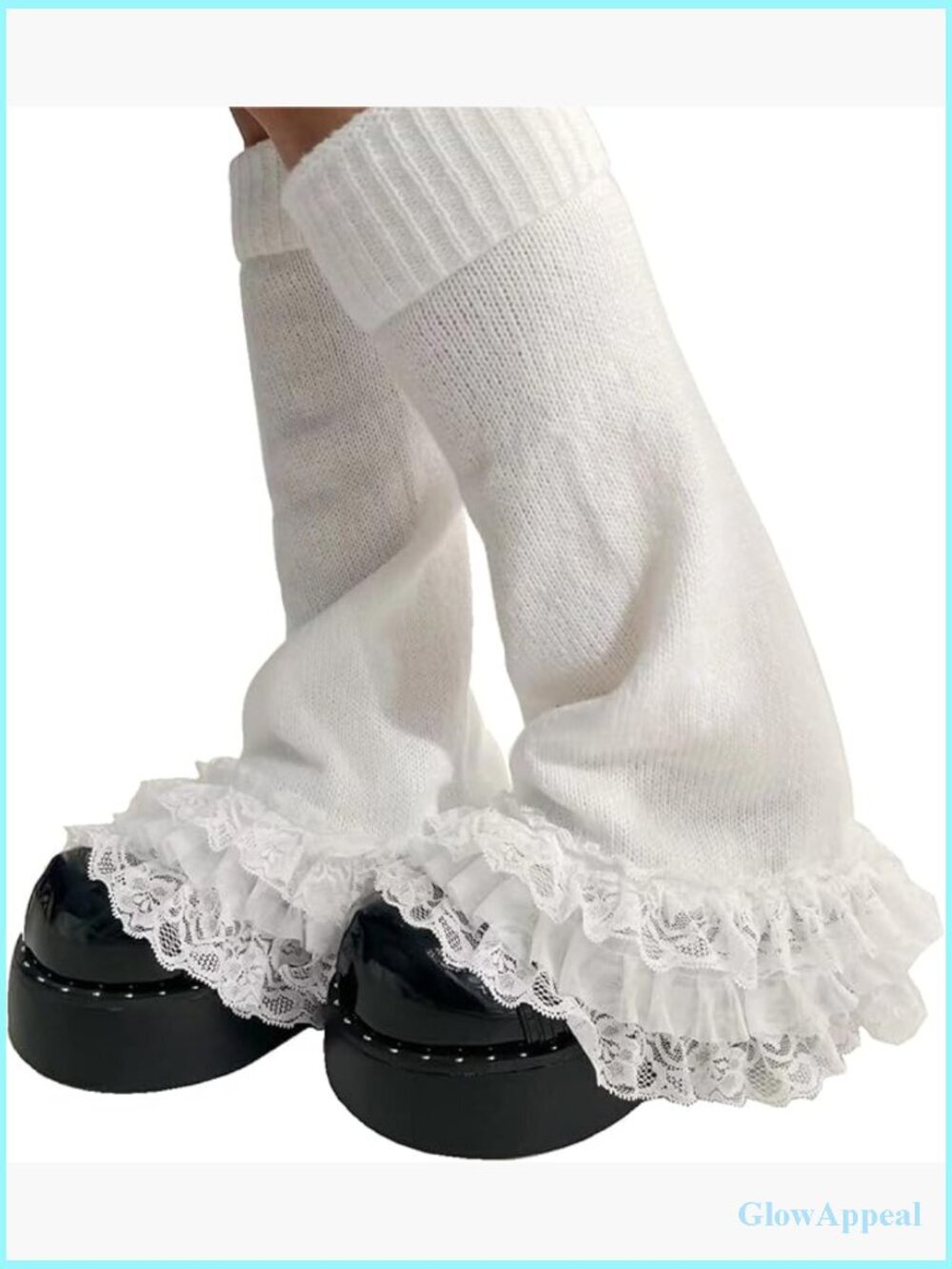 Kawaii Lace Leg Warmers Y2K Lolita Flared Knit Leg Socks Cute